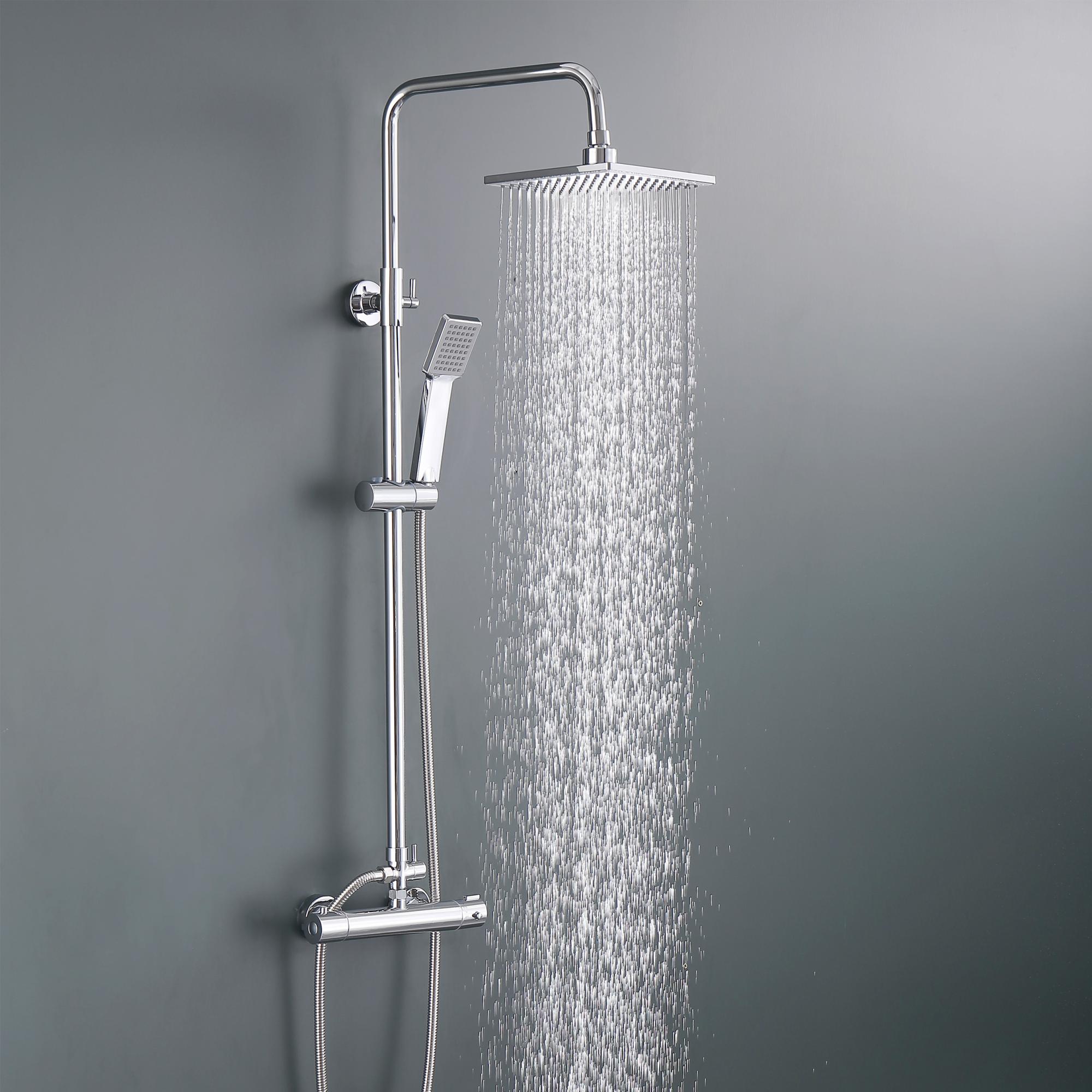 Colonne de douche thermostatique, kit carré chromé AICA，economiseur d ...