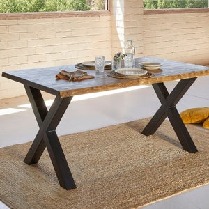 Mesa de Comedor de Madera Ica Roble. Patas Metal. — Blenom