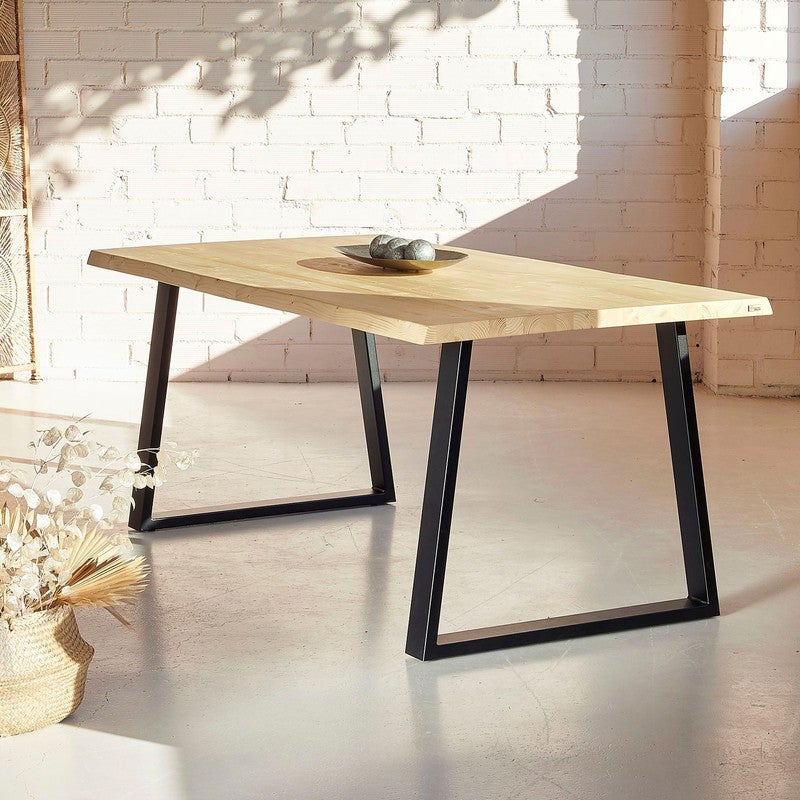 Blenom mesa de madera maciza sostenible comedor rectangular inzá natural c/irregular 180x85x75cm tn