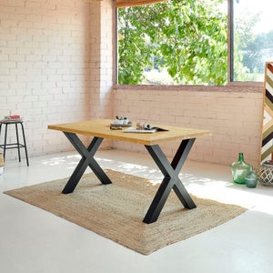 Mesa de Madera Comedor Iroke Natural. Patas Metal. — Blenom