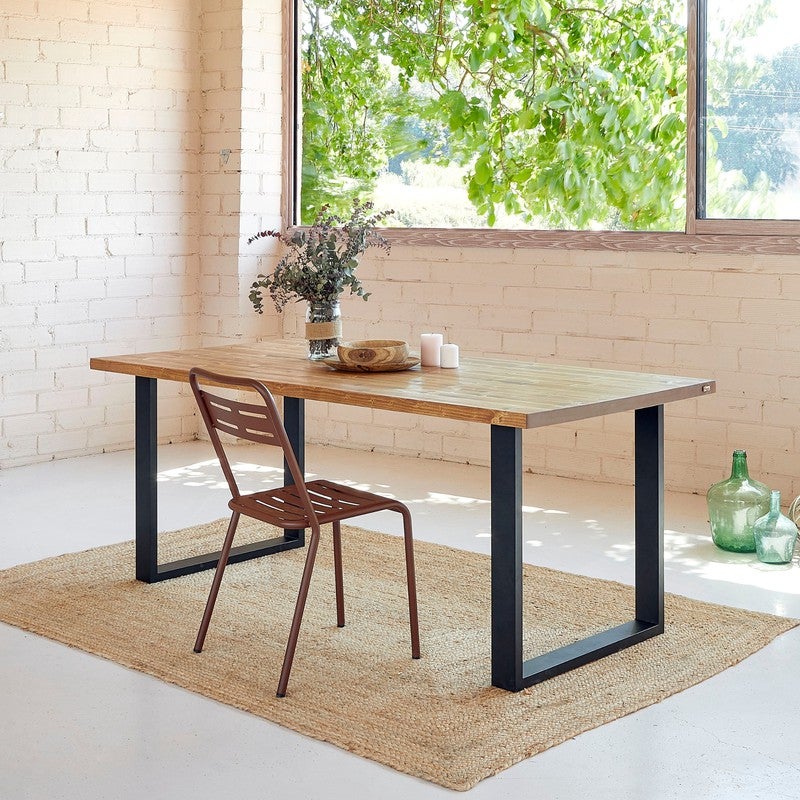 Mesa de Comedor de Madera Ica Roble. Patas Metal. — Blenom