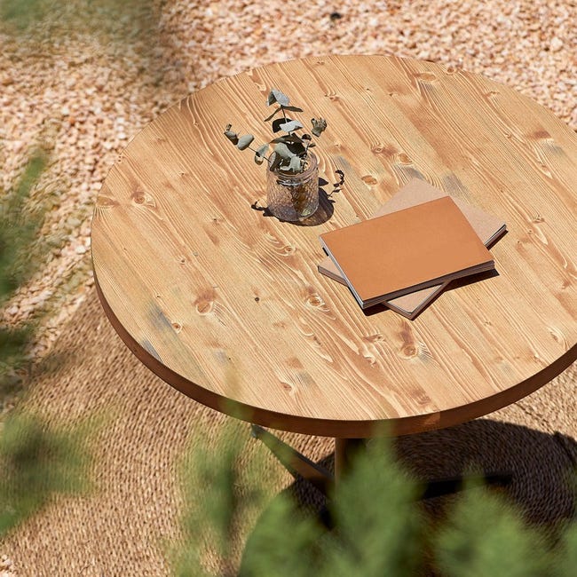 BLENOM Mesa de madera maciza sostenible comedor redonda Wiwa Nogal  70x70x75cm GN