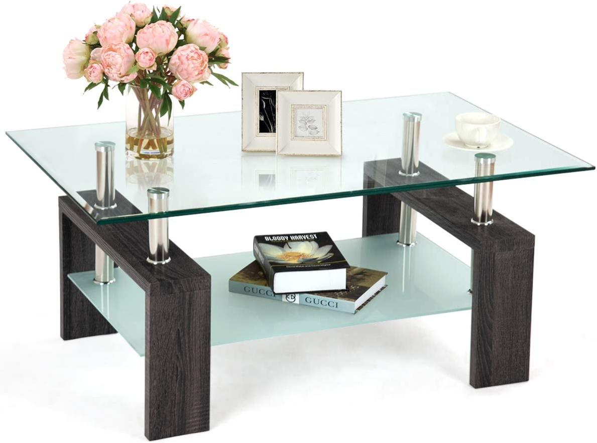 Table basse en verre et bois table de salon table basse scandinaves 2