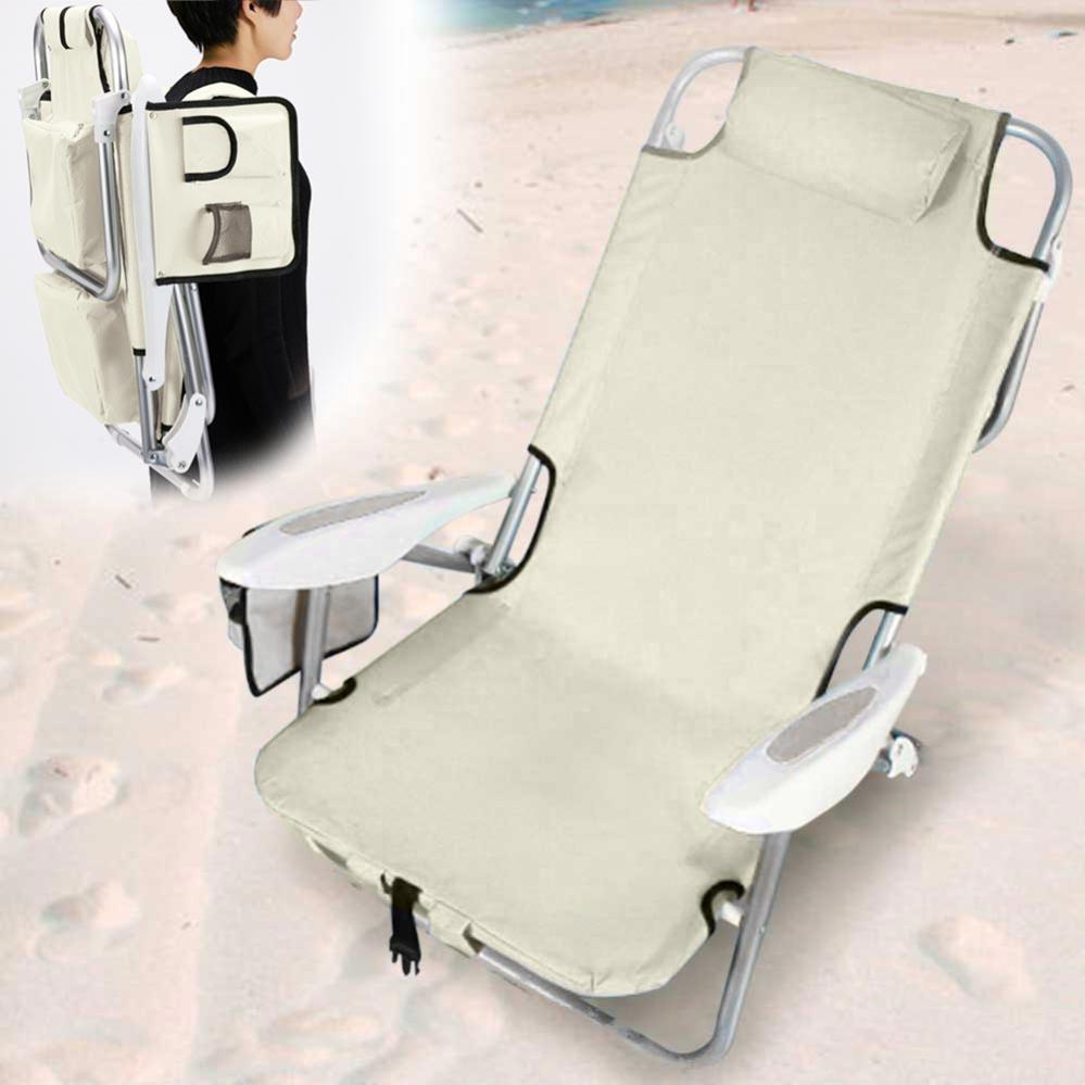 MA MAISON Spiaggina Pieghevole Imbottita 60x47x92 Cm – Struttura In Alluminio, Antiscivolo, Leggera Per Giardino E Mare