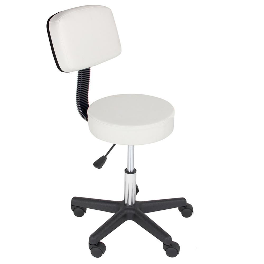 Yaheetech Sgabello Estetista Regolabile - Girevole 360°, Schienale, Ecopelle, Altezza Regolabile - Foto 3