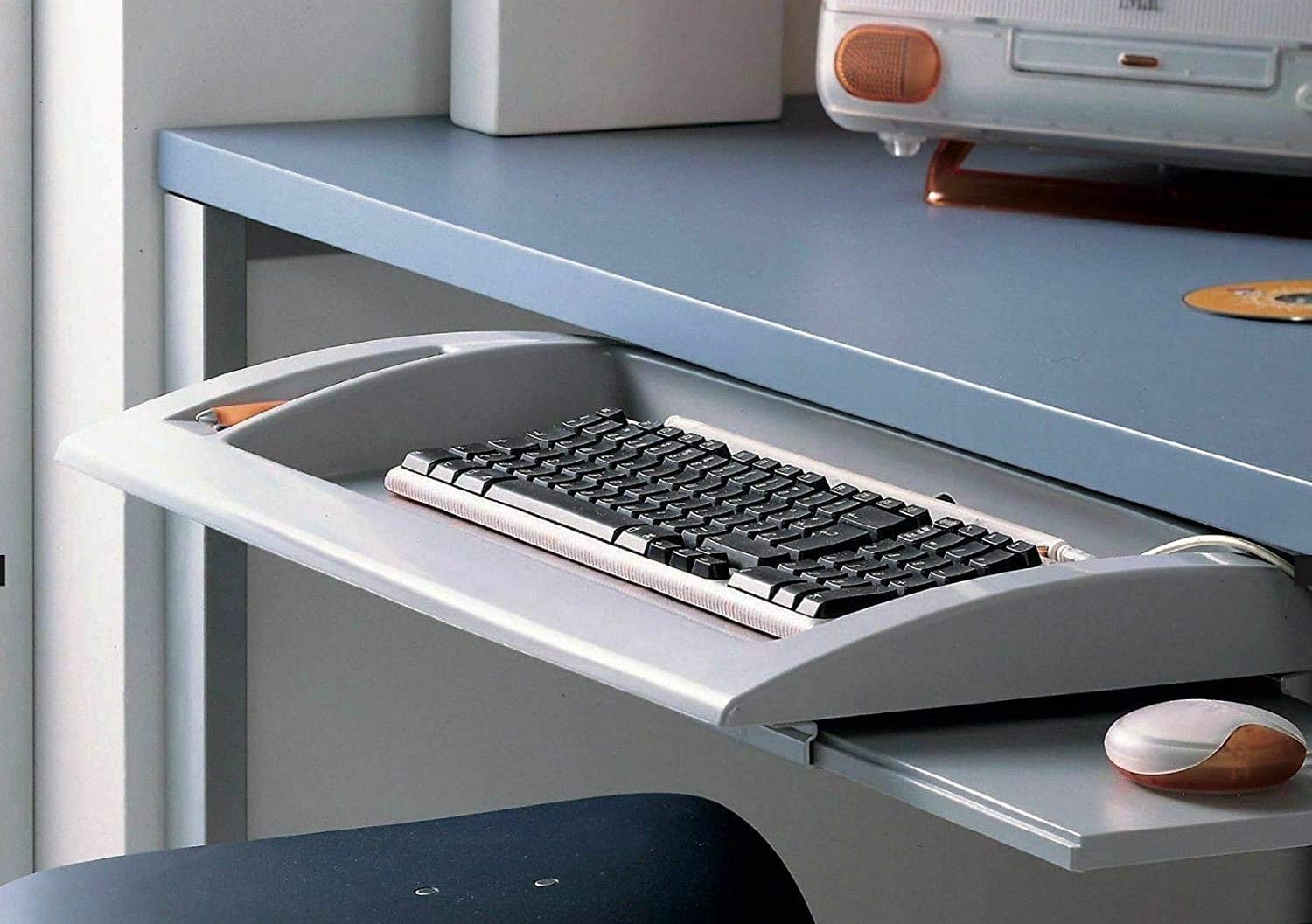 Support de clavier amovible avec tablette auxiliaire pour la souris. Rails  en acier (avec support de souris)