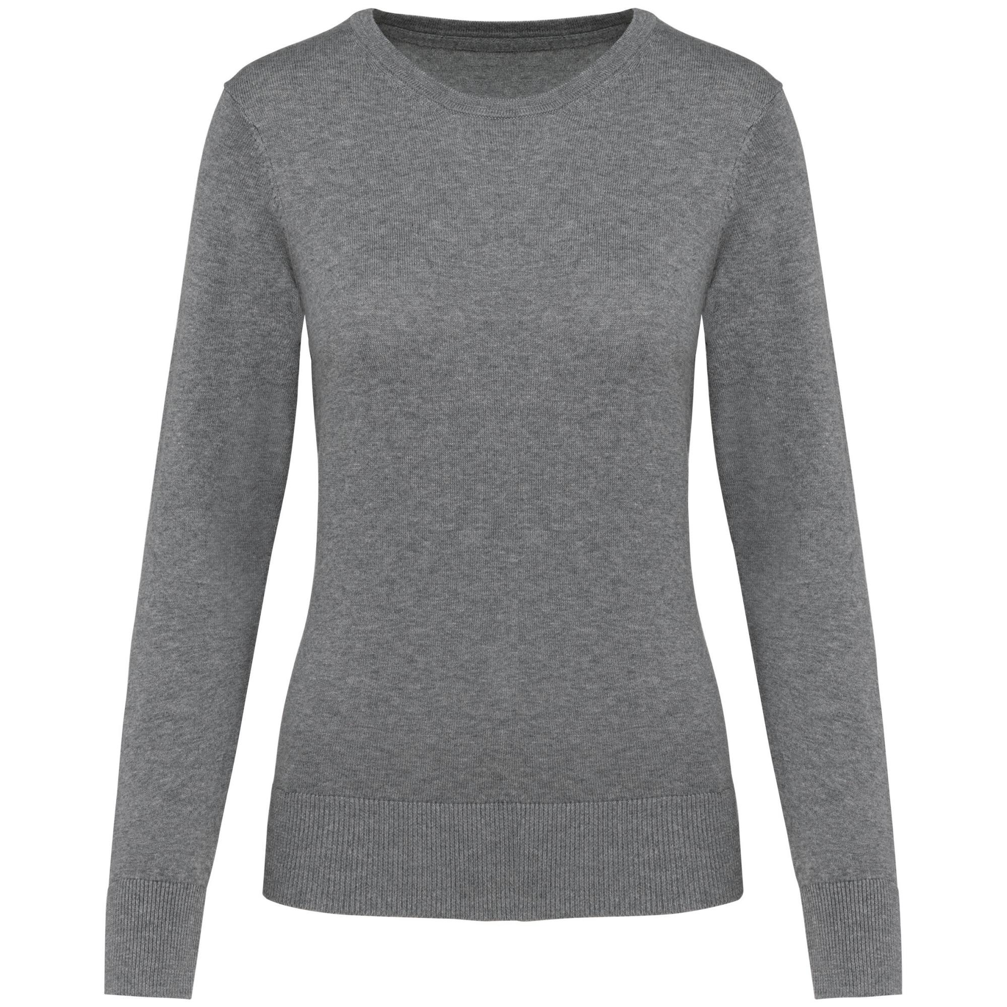 Cuptacc Pull pour femme - Col rond - Manches longues - T-shirt à manches longues - Tunique contrastée, gris foncé, XL