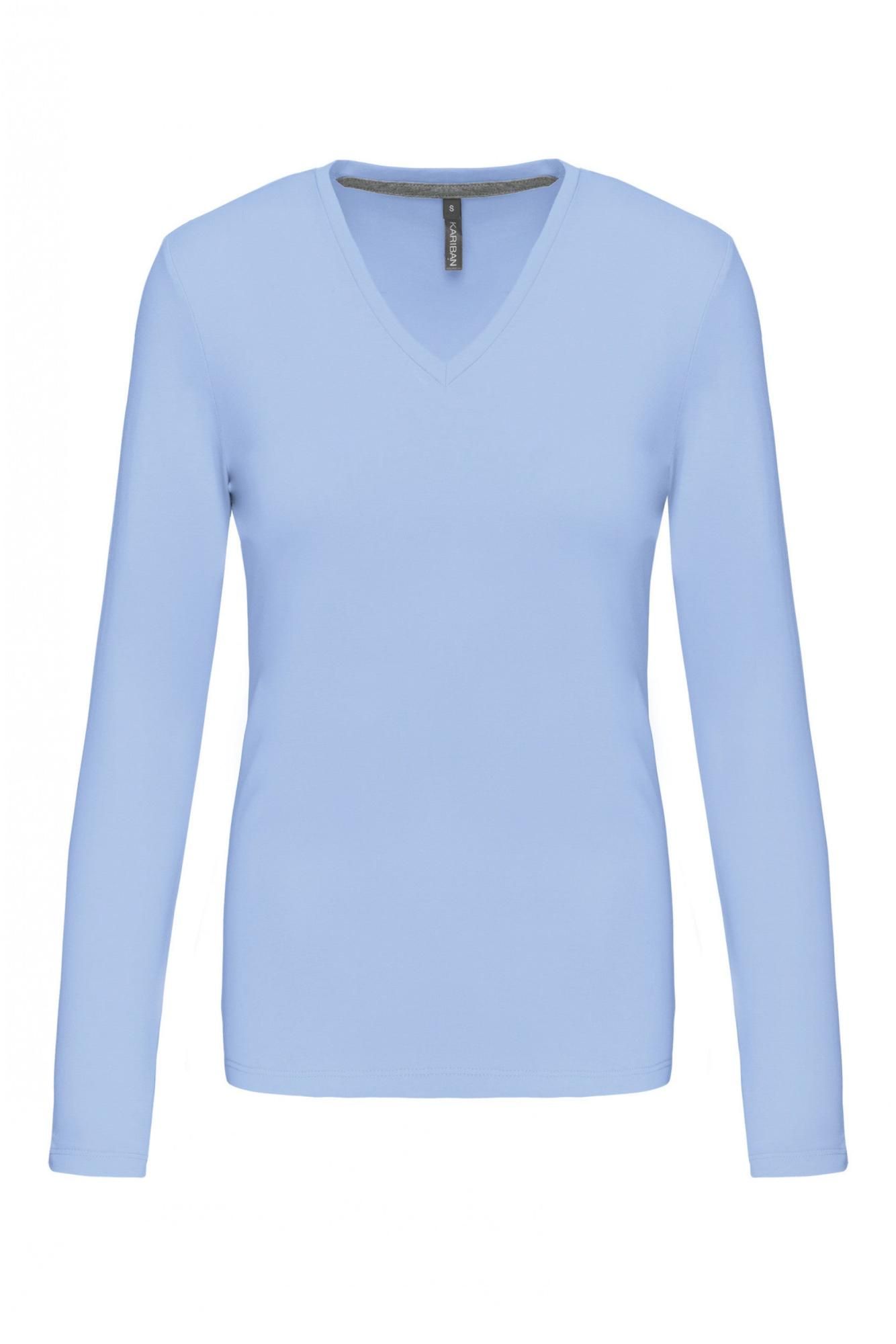 T shirt col top v manche longue femme