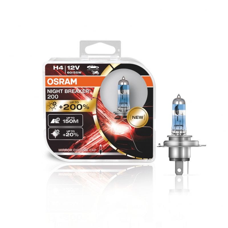 Kit 2 Ampoules Halogène auto Osram NIGHT BREAKER® 200 H4