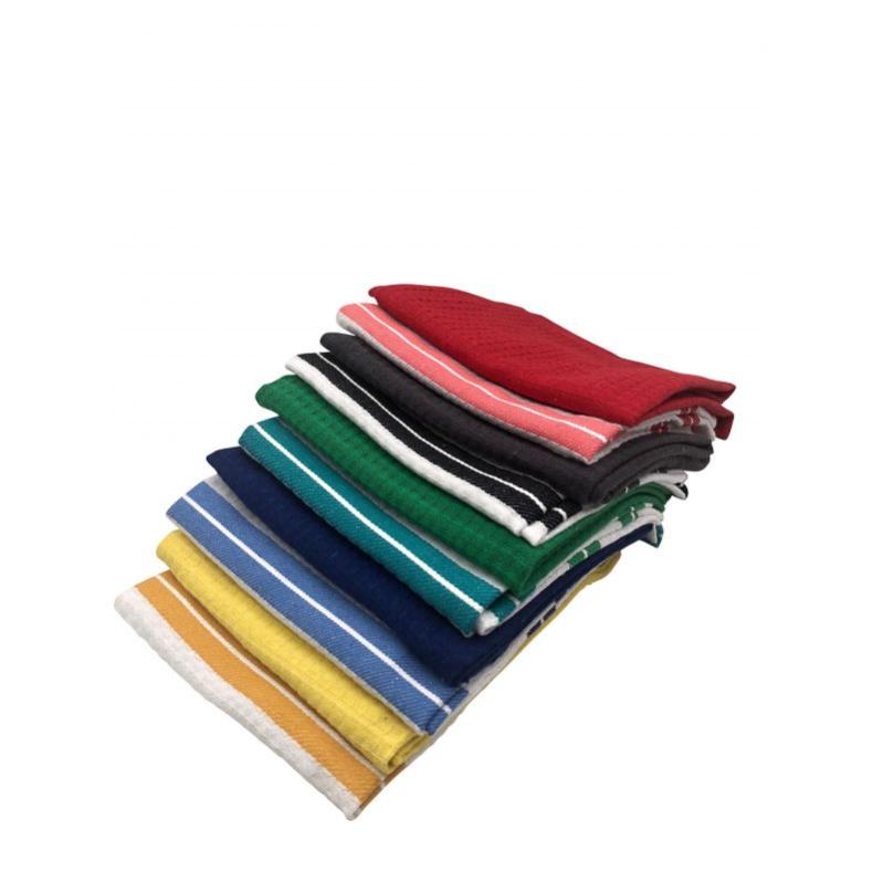 Lot De 6 Torchons De Cuisine Gaufrés - Coton Absorbant, 34x34 Cm - Rouge - 8