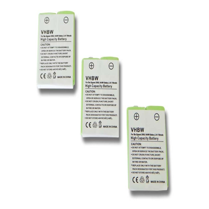 Vhbw 3 Batteries 700mAh (2.4V) pour Téléphone fixe sans fil Siemens Gigaset  3000C Pocket, 3010 Pocket Remplace: BC101590, 106483, 7M2BZ