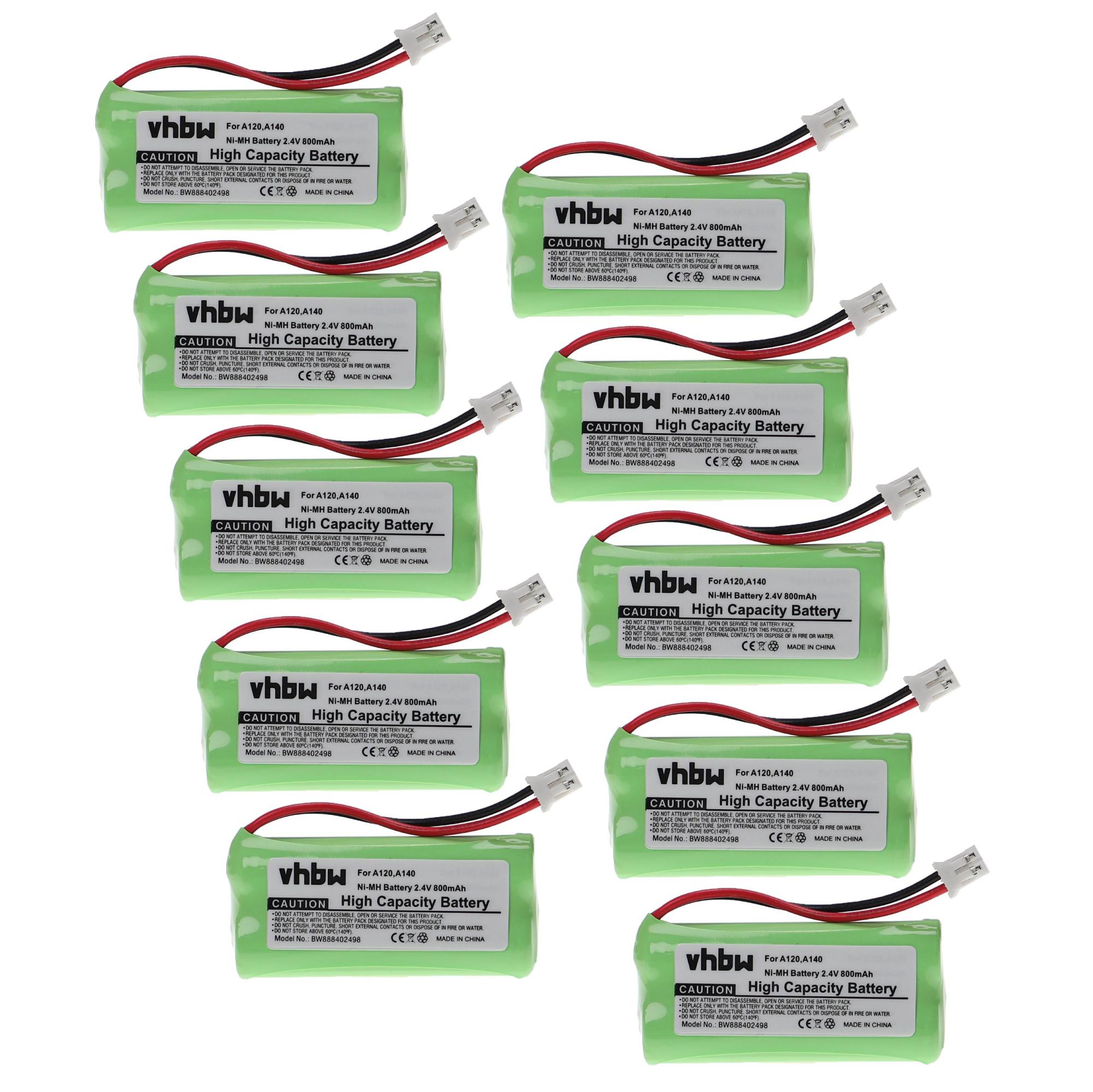 Vhbw 10x Batteries remplacement pour S30852-D1640-X1, T382, T436-U1 ...