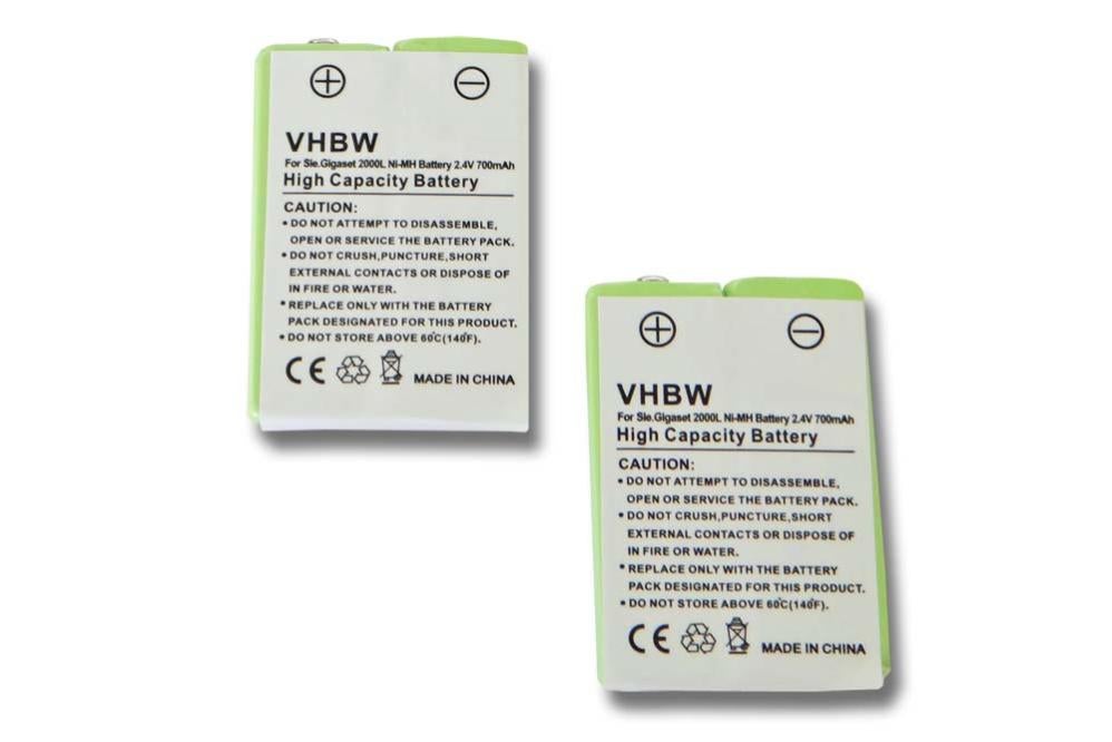 Vhbw 2x Batteries 700mAh (2.4V) pour Téléphone fixe sans fil Siemens