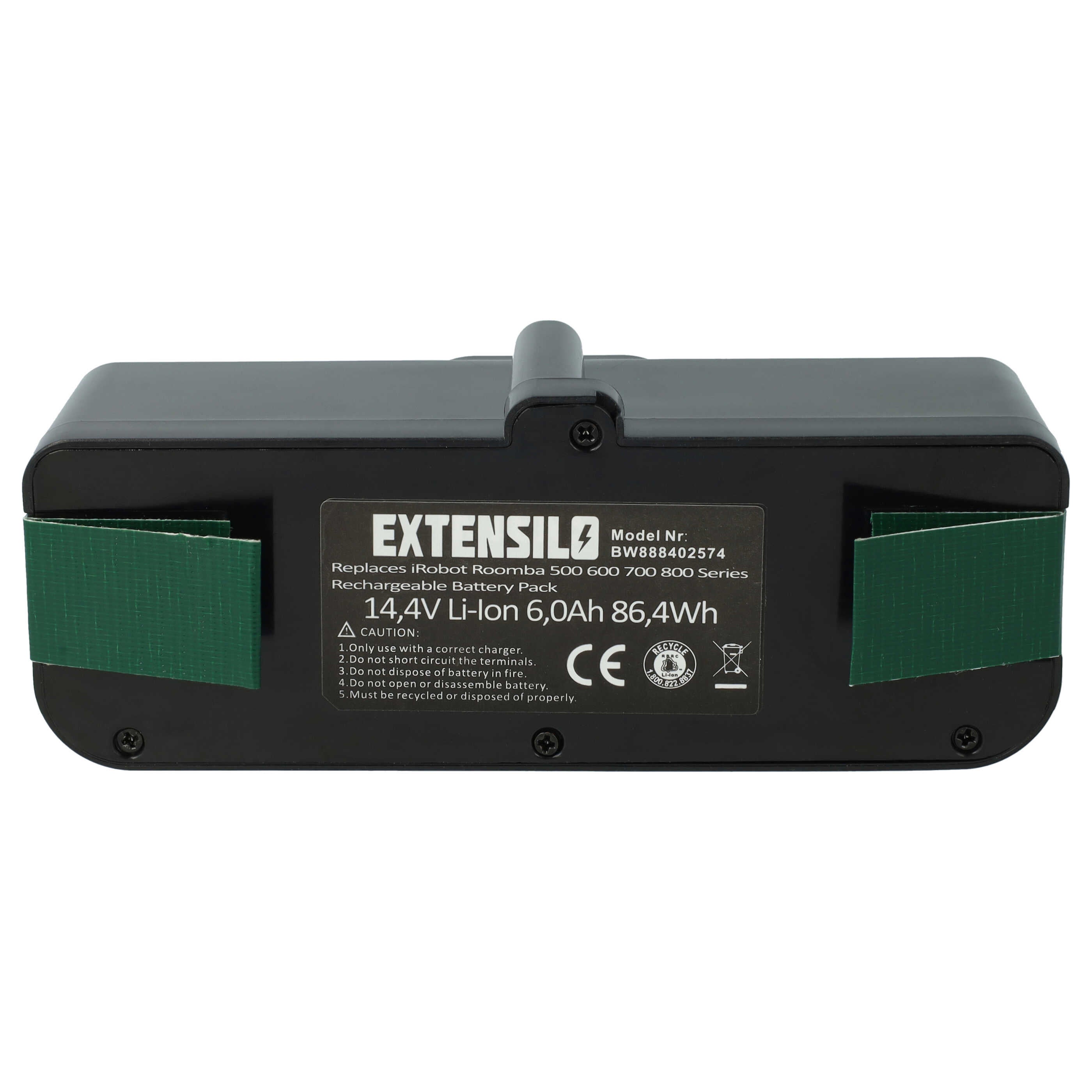 EXTENSILO batteria compatibile con iRobot Roomba Series 600, Series 800,  Series 900 aspirapolvere (6000mAh, 14,4V, Li-Ion)