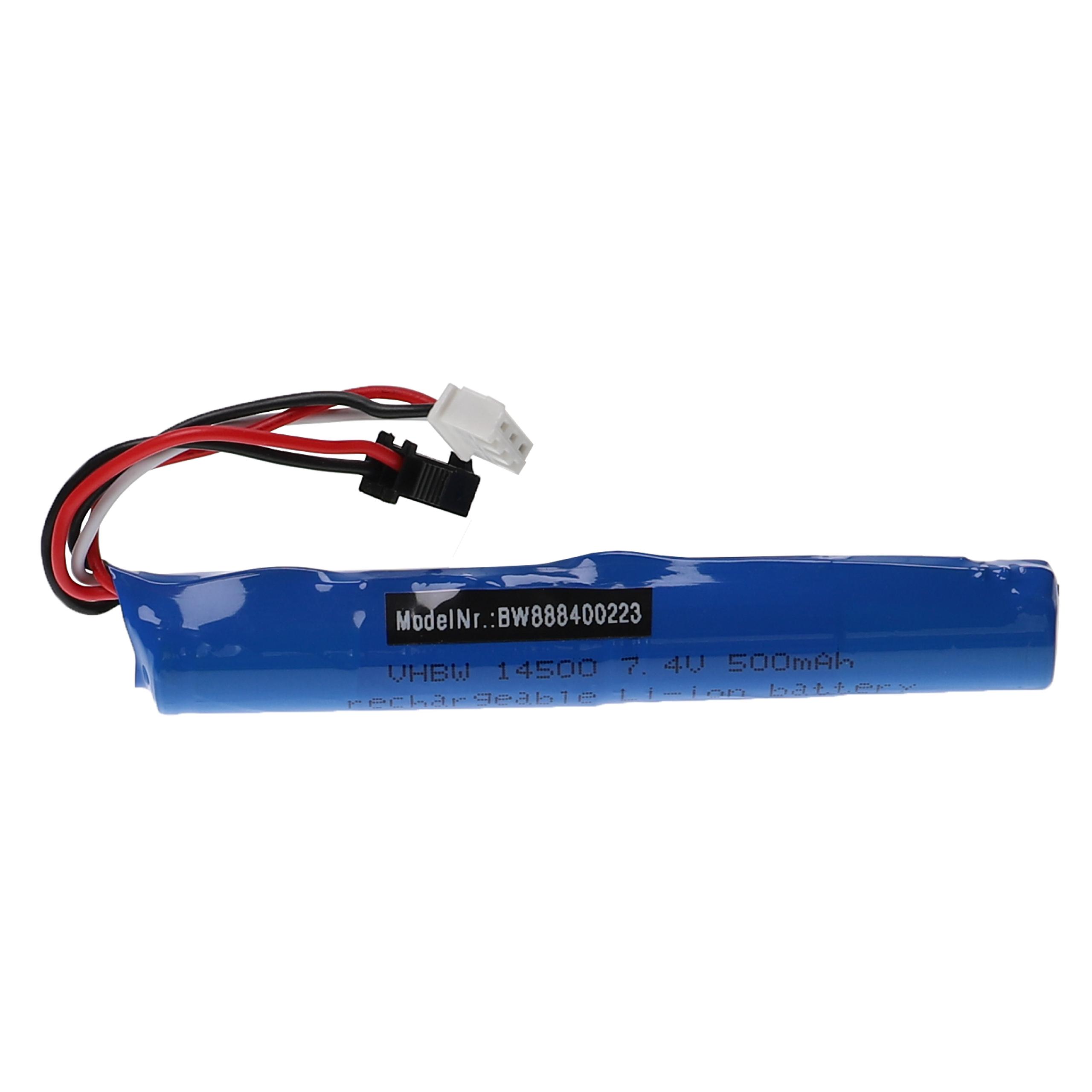 Vhbw Batterie compatible avec SM-2P connecteur pour modéle RC par ex.  voiture de course avion (500mAh, 7,4V, Li-ion, 101 x 14,3 mm)