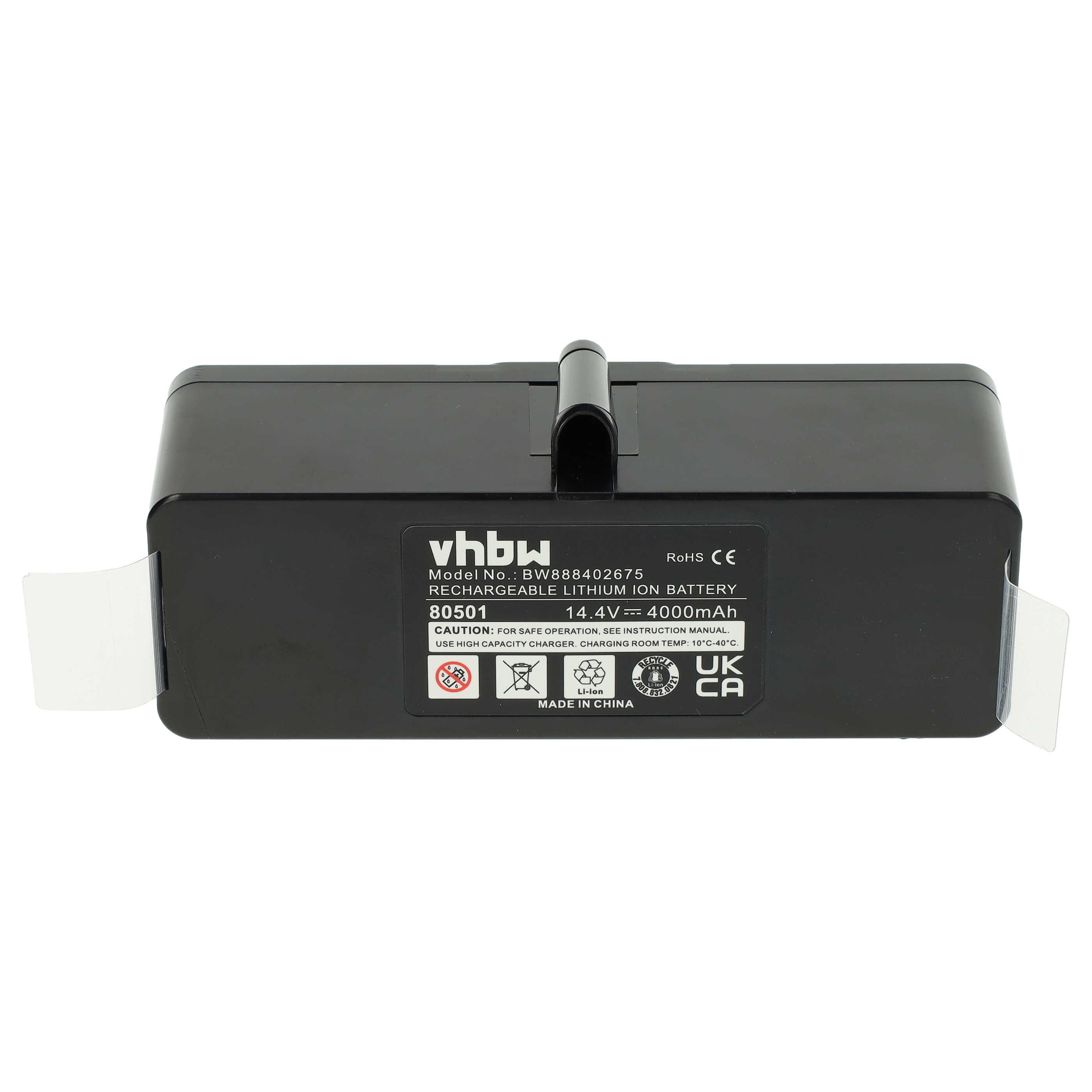 Vhbw batteria compatibile con iRobot Roomba 605, 615, 616, 621, 610, 611,  612, 614, 618, 620 aspirapolvere, nero (4000mAh, 14,4V, Li-Ion)