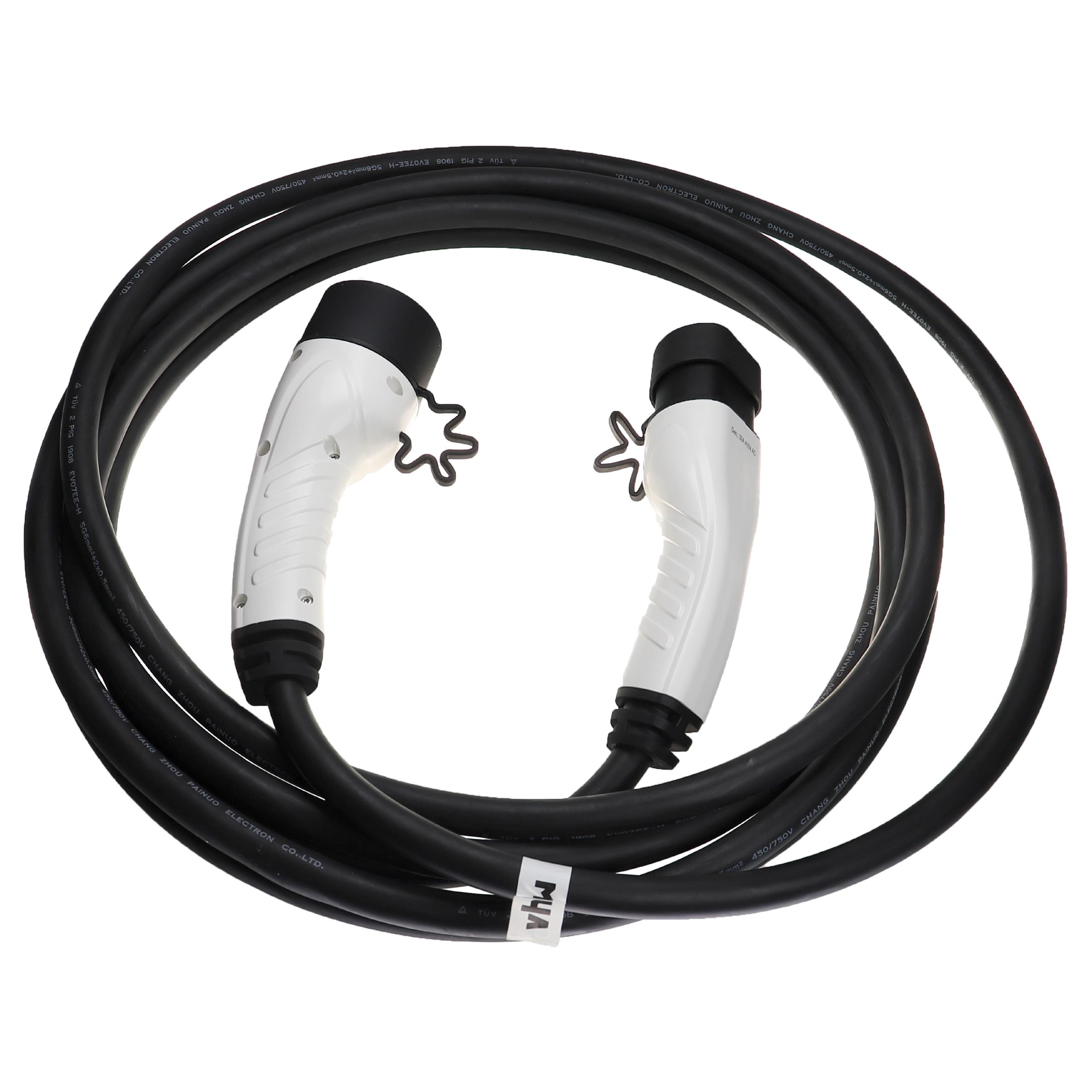 Vhbw Câble de recharge type 2 vers type 2 compatible avec DS 3 Crossback  E-Tense voiture électrique - 1 phase, 16 A, 3,5 kW, 10 m
