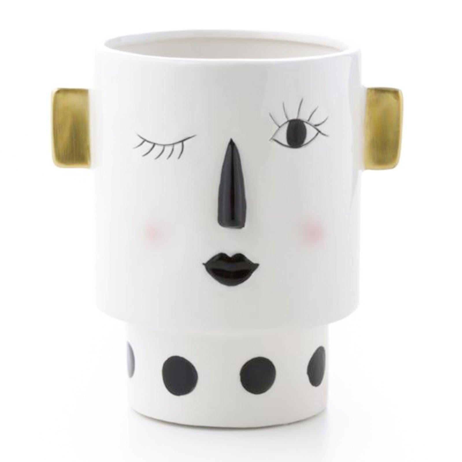 Vaso da fiori a forma di viso, grazioso nascondiglio per la testa, divertente vaso in ceramica, Celfie piccolo e grande per piante o fiori, regalo per la mamma di cactus succulenti e