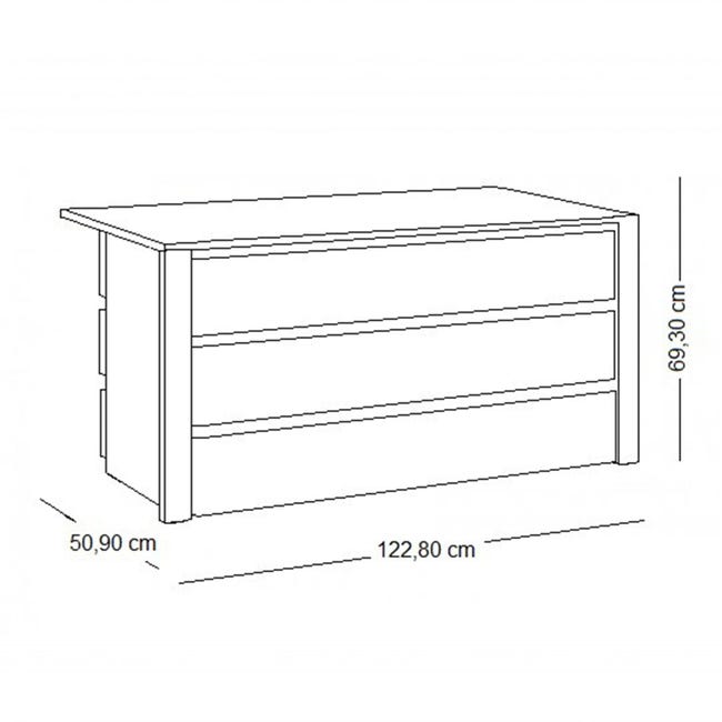 Cassettiera interna per armadio con 3 cassetti grigio effetto tessuto 122 x  h 69 cm / Default Title