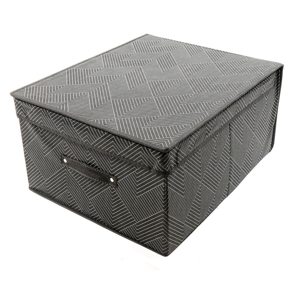Decor Space Scatola Rigida Per Cambio Stagione 60x42x35 Cm - Tessuto Con Doppia Cerniera E Maniglie, Grigio
