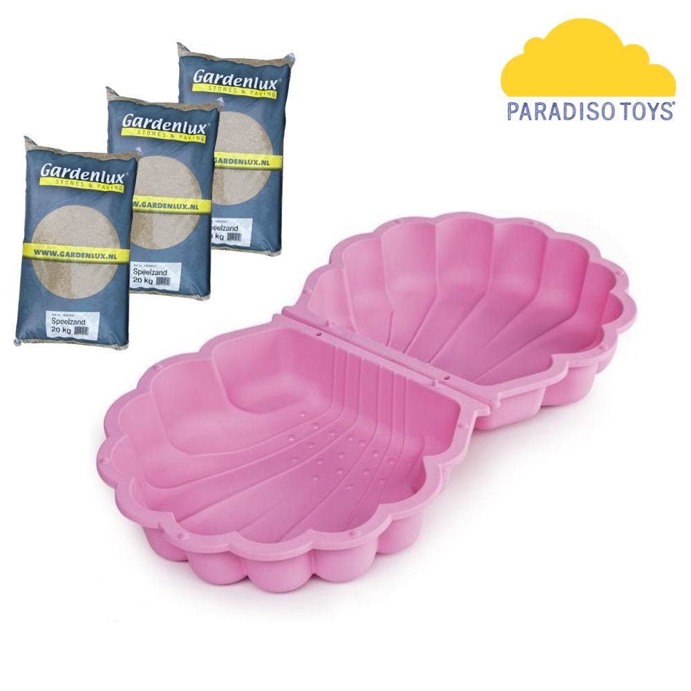 Paradiso Toys Bac à sable - Set de coquillages Rose - Y compris 60
