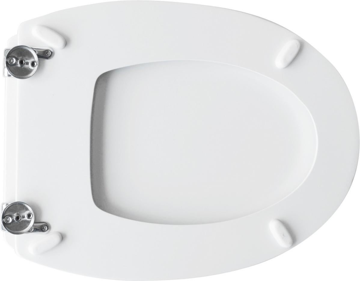 CESABO Elegant WC-Sitz Aus Holzbeschichtetem Polyesterharz – Weiß, Inklusive Scharniere
