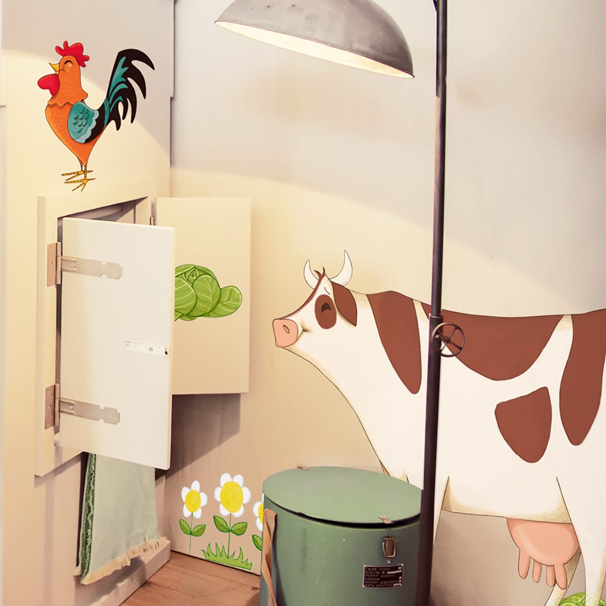 Adesivo murale per bambini con animali della fattoria 60 x 120