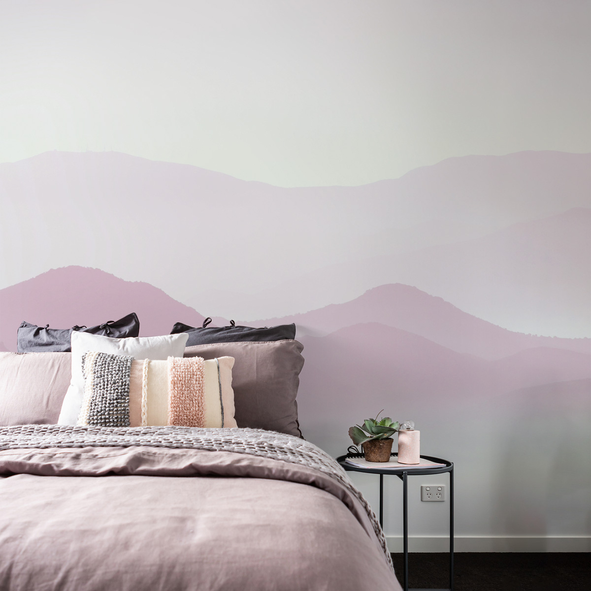 Papier peint panoramique Misty Mountains Rose 170x250cm | Leroy Merlin