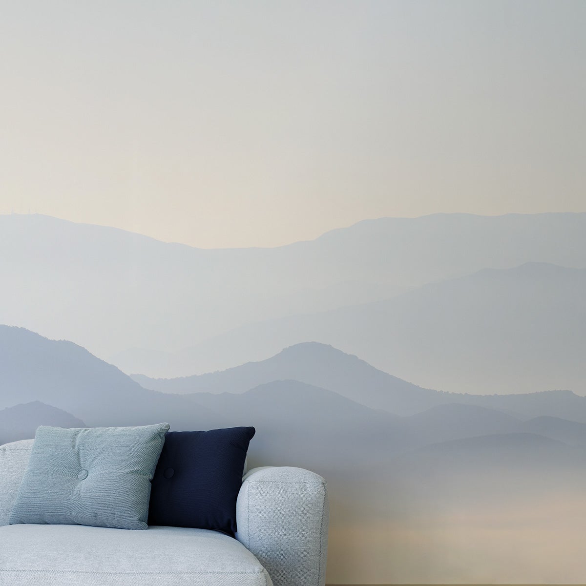 Papier Peint Panoramique Misty Mountains Bleu X Cm Leroy Merlin