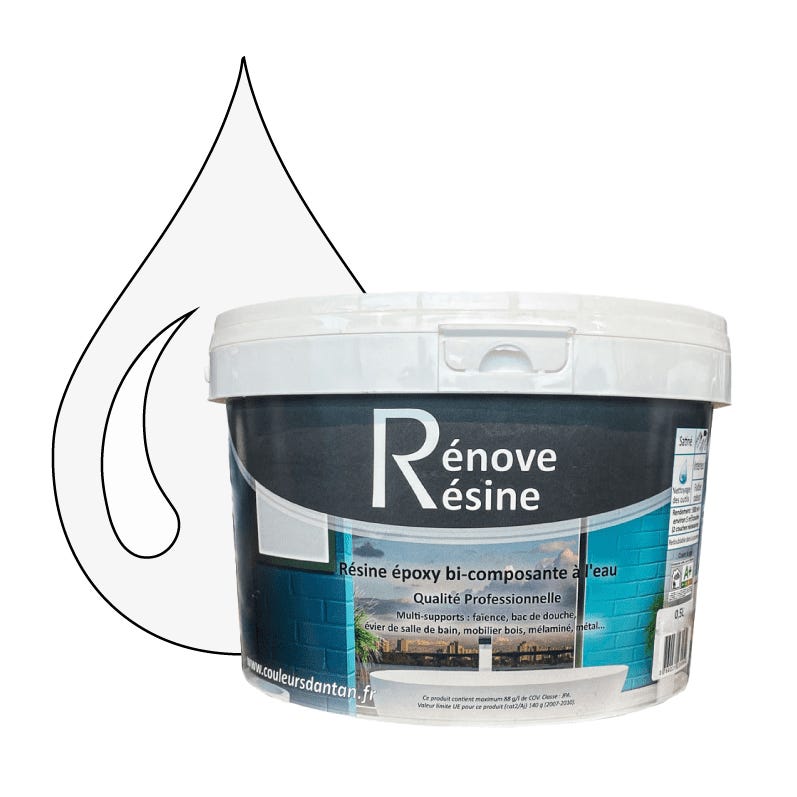 PEINTURE BAIGNOIRE LAVABO - Résine Époxy - Blanc - RAL 9003 - 1 kg