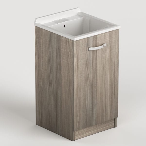 Mobile Lavanderia Con Vasca In Ceramica - Legno, 60x50 Cm, Bianco | Completo Di Sifone E Piletta - Foto 10