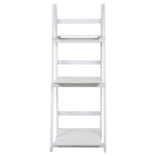 Estantería de escalera Homcom 3 estantes 1 armario blanco/natural 171x60x40  cm