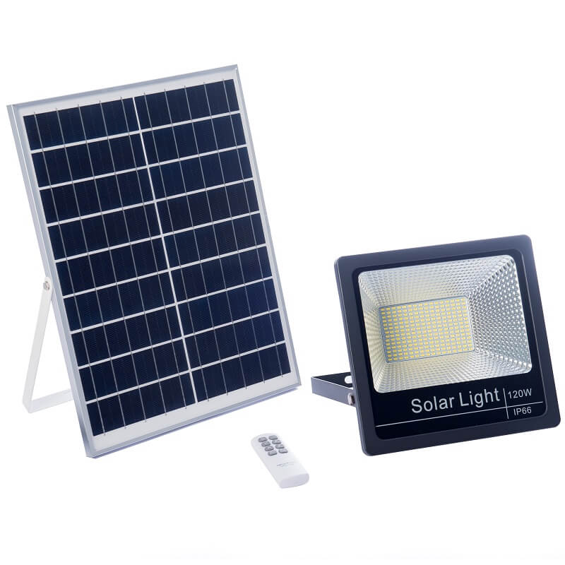 Foco Solar 120W ELEDCO, Proyector LED, Luz Neutra 4000K, Mando a Distancia,  Autonomía 8-15 Horas