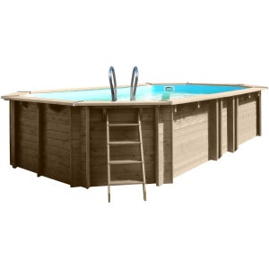 Habitat et Jardin Piscine bois Ibiza - 8.57 x 4.57 x 1.31 m + Pompe à  chaleur 6.1 kW pas cher 