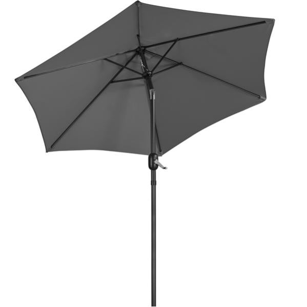 Parasol Déporté Inclinable 270cm - Toile Anti-UV Pour Terrasse Et Jardin - Gris Anthracite - Manivelle