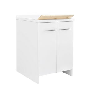 VENDITA ONLINE, MOBILE LAVATOIO RUGIADA 60X50 CM IN RESINA BIANCO PER  ESTERNO CON APERTURA AD ANTA E ASSE LAVAPANNI