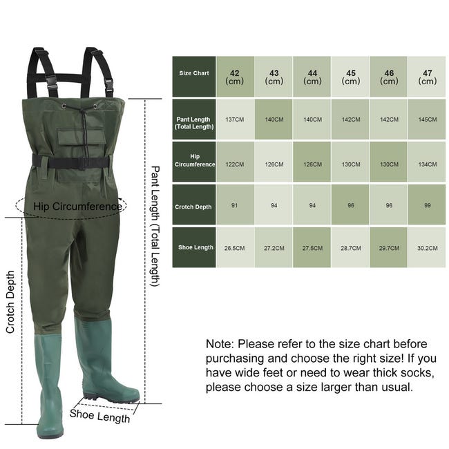 Waders Pantalon pêcheur professionnel extrêmement robuste taille pantalon  de pêche d'étang 40-47