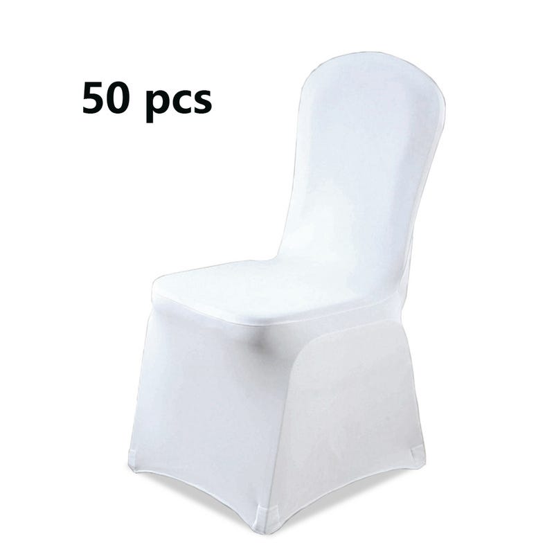 50 Pezzi Moderna Bianco Stretch sedia copertura per sala da pranzo Bouquet  di nozze Hotel Ristorante Décor