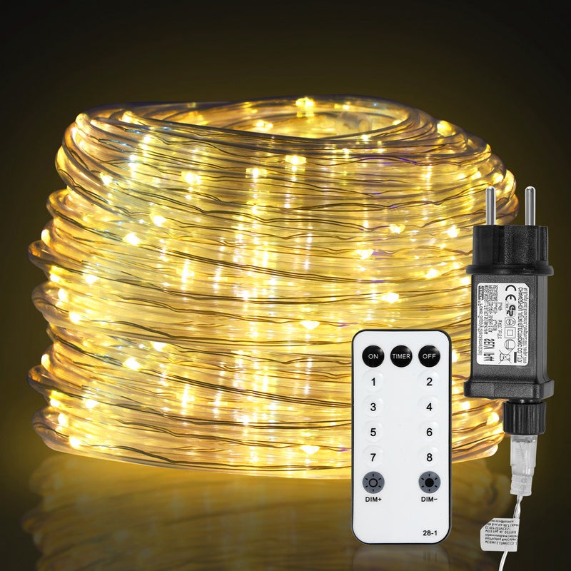 Tube lumineux LED avec télécommande Extérieur/Intérieur Tube lumineux  Intérieur Chaîne lumineuse—Multicolore—20m