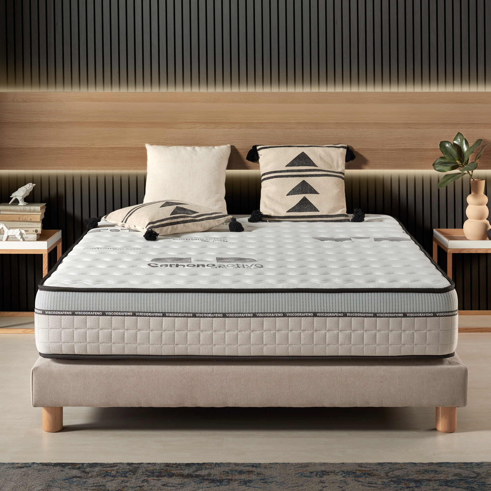 Colchón visco-carbone 90x200 cm - espuma hr - blue latex - muy grueso 24 cm, gel memory foam, 7 zonas, antiestrés - reversible cara invierno/verano