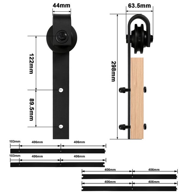 Kit de rail pour porte coulissante Acier noir SET4529NO - La
