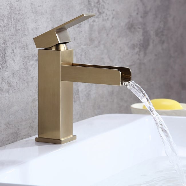 Robinet mitigeur lavabo cascade doré UNCLE – Le Mitigeur : Boutique en  ligne de robinetterie