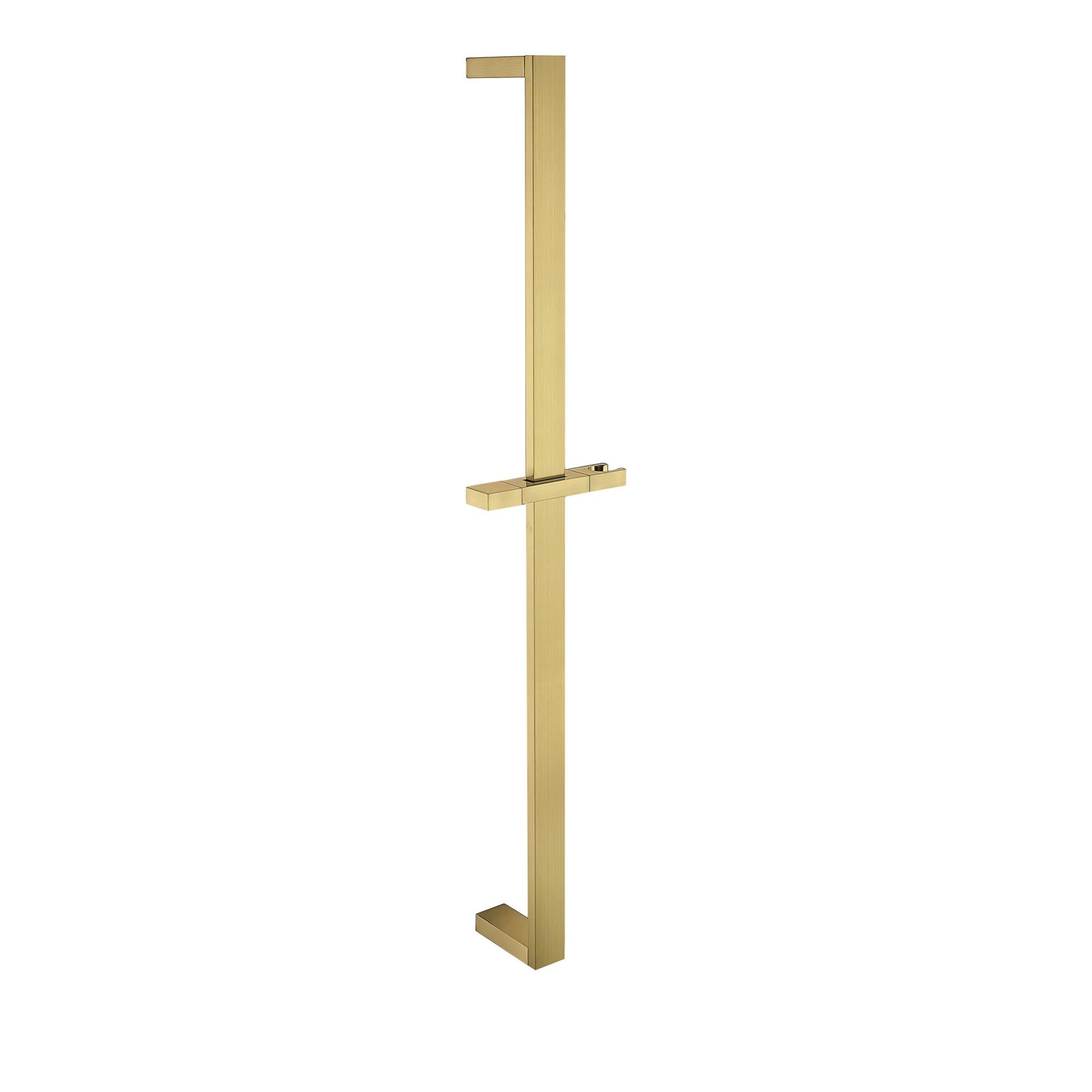 GGStudy Soffione Doccia Quadrato 16 Pollici (40 Cm) In Acciaio Inox 304, Oro Spazzolato, Alta Pressione, Ultra Sottile, Regolabile 360°
