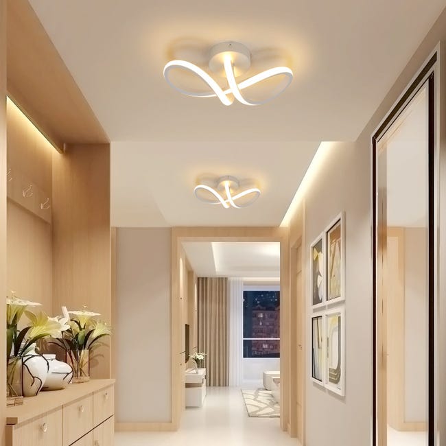 Plafoniera led Soffitto Moderne, Lampadario LED Curva 20W 2500 Lm, Lampada  da Soffitto Bianco Caldo 3000K per soggiorno, camera da letto, cucina e sal