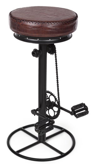 Dimehouse Minimal Tabouret de bar industriel noir cuir PU 77 cm