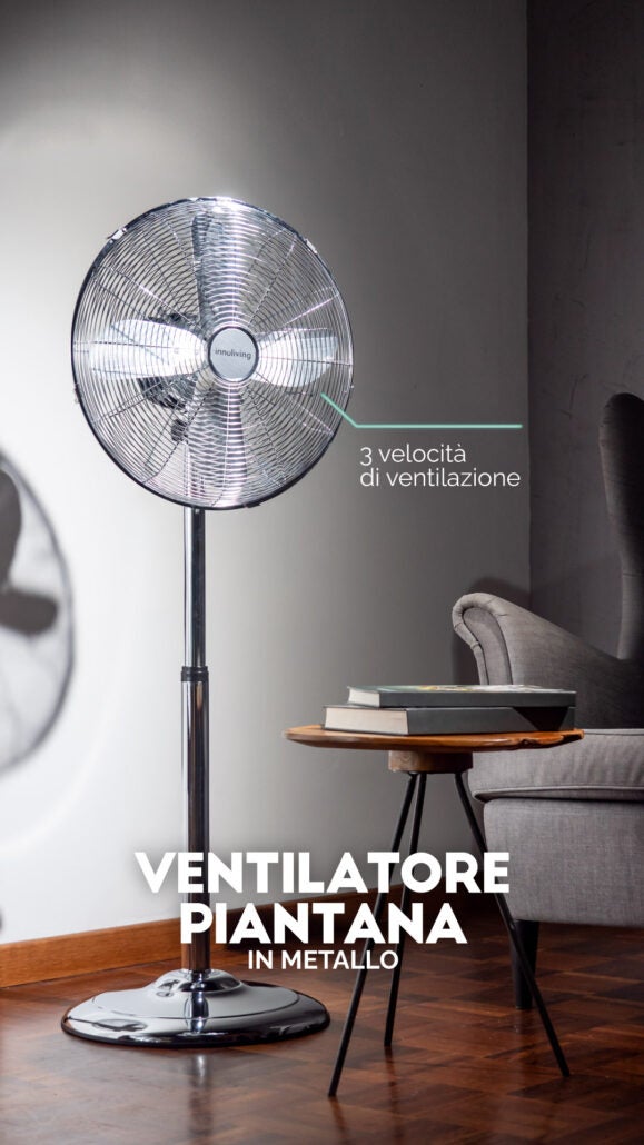 Ventilatore a Piantana 5 Pale in Metallo 50CM Oscillazione Orizzontale