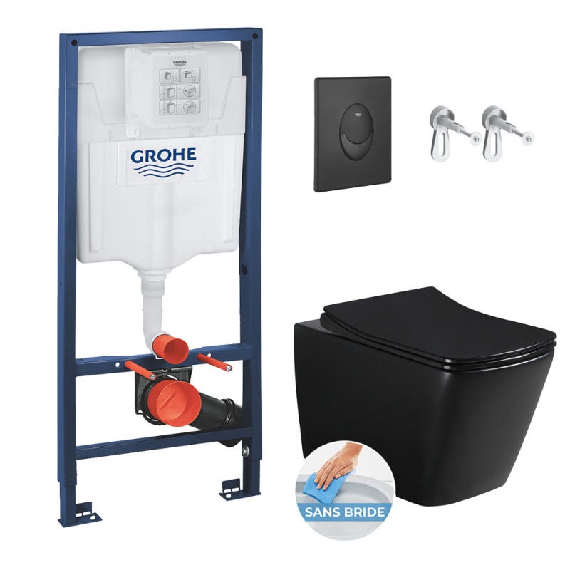 Grohe Pack WC Bâti-support + WC sans bride + Abattant softclose +
