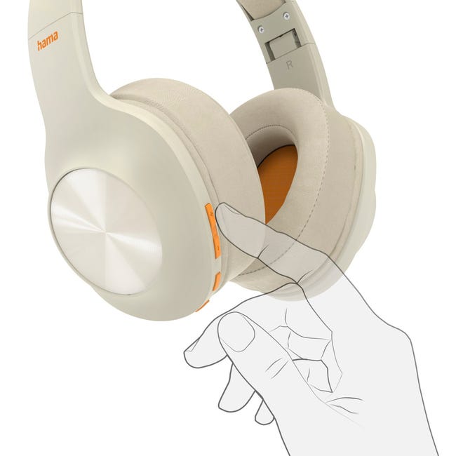 Hama, Auriculares inalámbricos Bluetooth Tipo Diadema (Auriculares  bluetooth con 36h de música, diadema acolchada, plegables, control volumen)  Beige