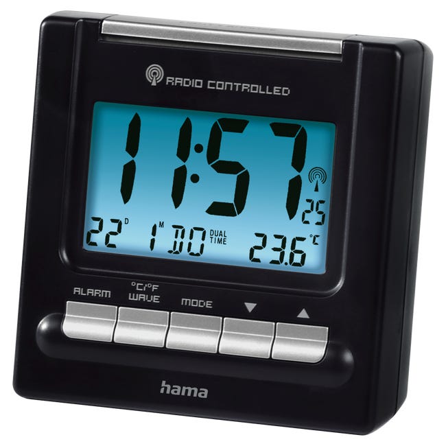Hama, Radio despertador digital (Reloj despertador con radio FM, pantalla  LED, DUAL Alarm) Color Negro.