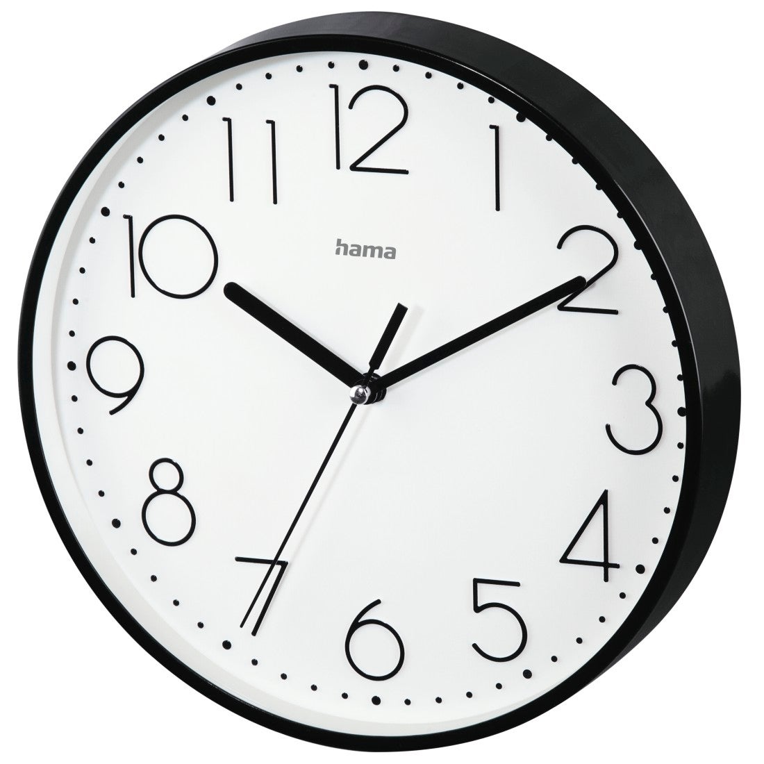 Hama, Reloj de pared analógico silencioso (reloj con números, agujas  silenciosas, diámetro 25cm) Negro.